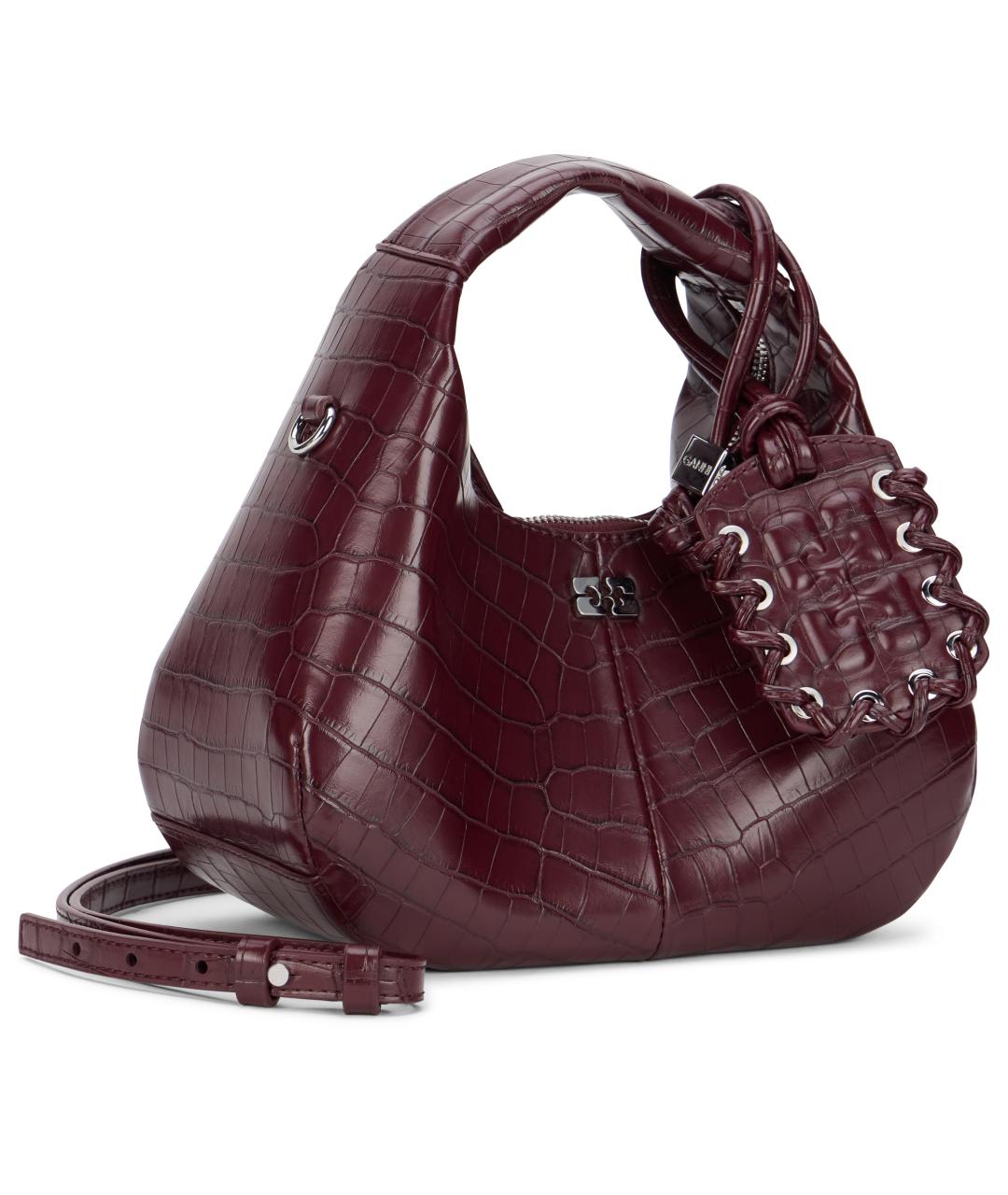 GANNI Бордовая кожаная сумка через плечо, фото 3