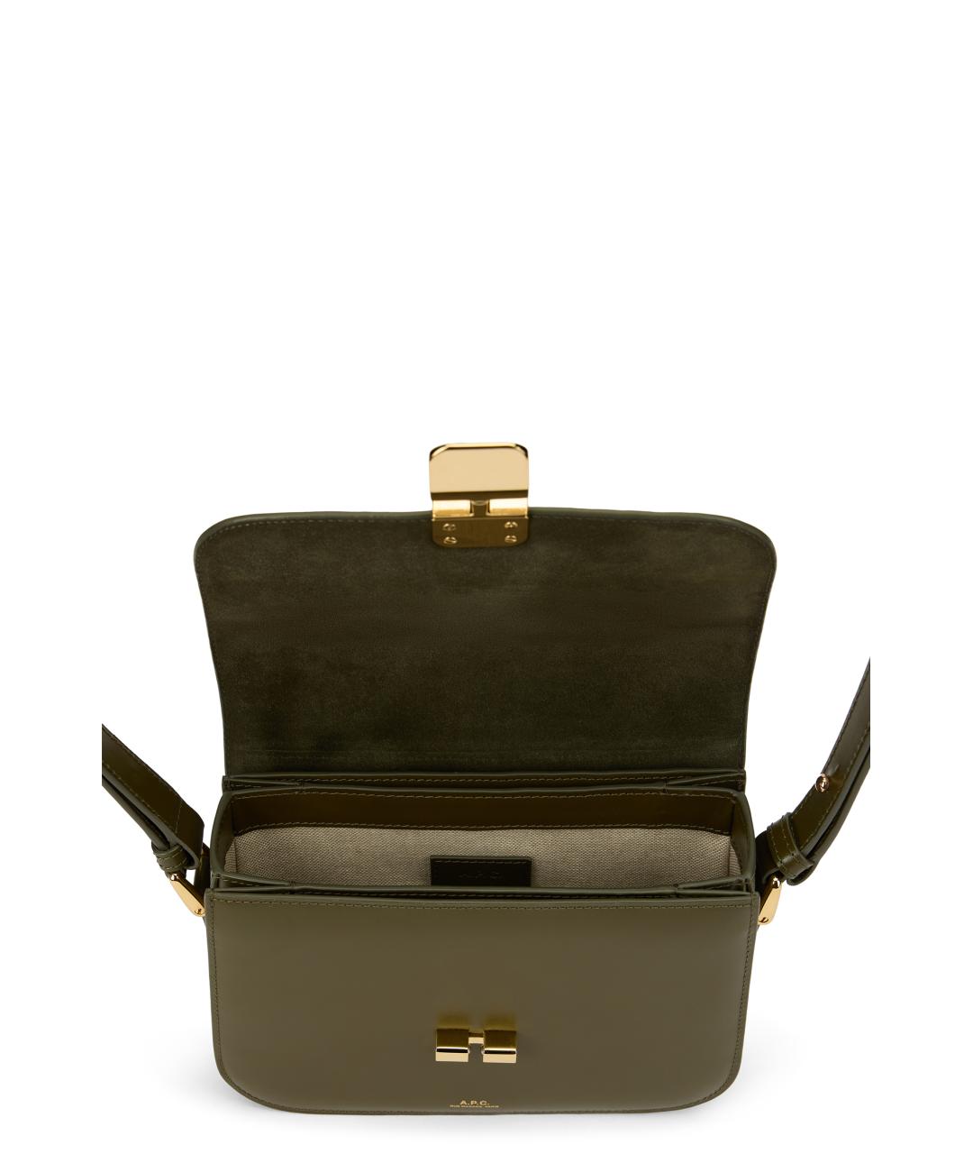 A.P.C. Зеленая кожаная сумка через плечо, фото 4