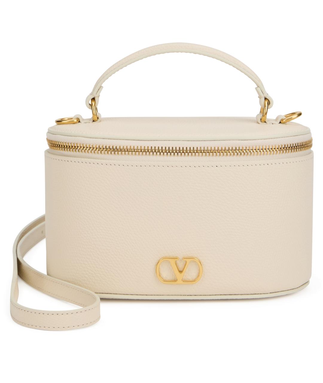 VALENTINO Бежевая кожаная сумка с короткими ручками, фото 2