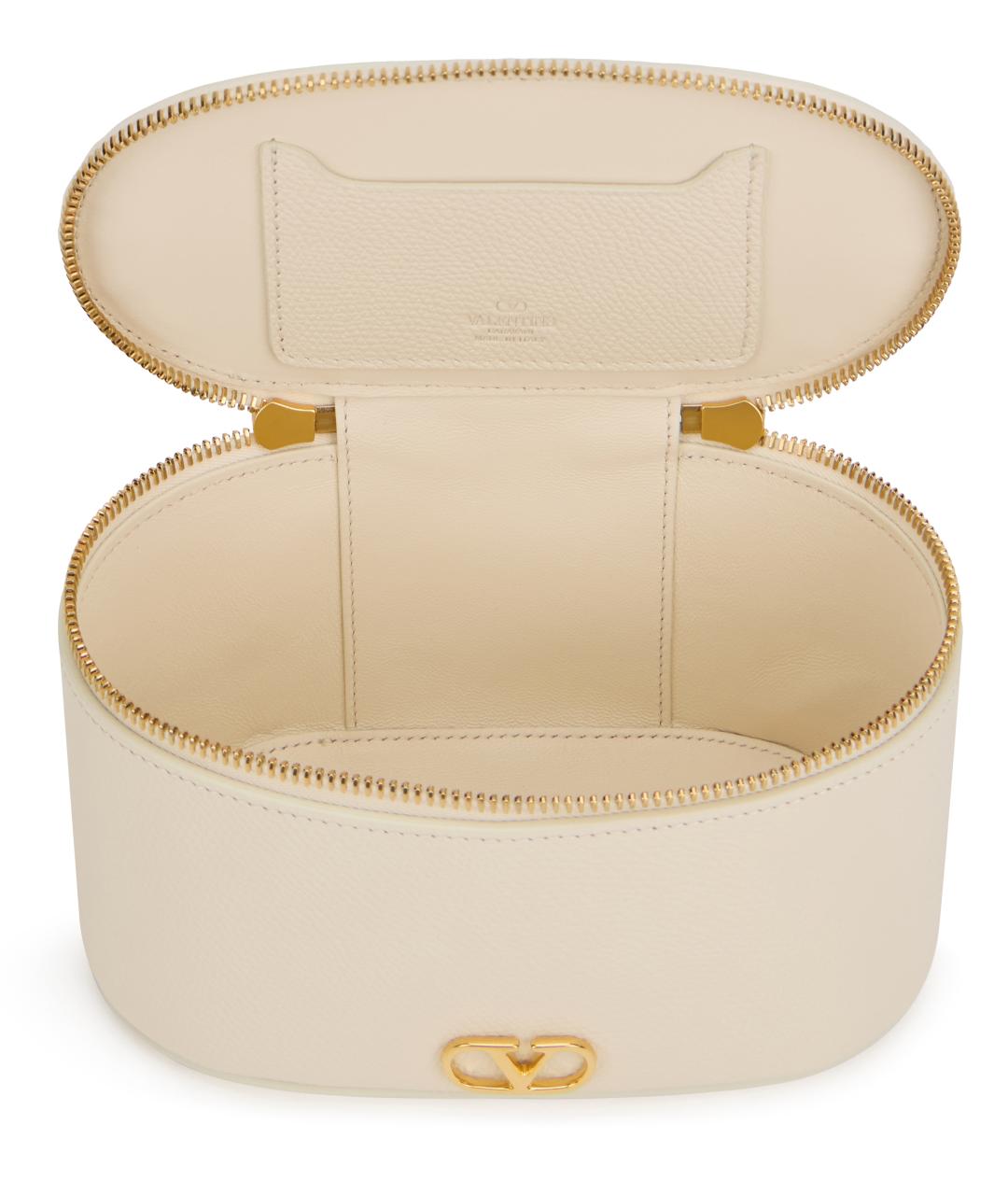 VALENTINO Бежевая кожаная сумка с короткими ручками, фото 5