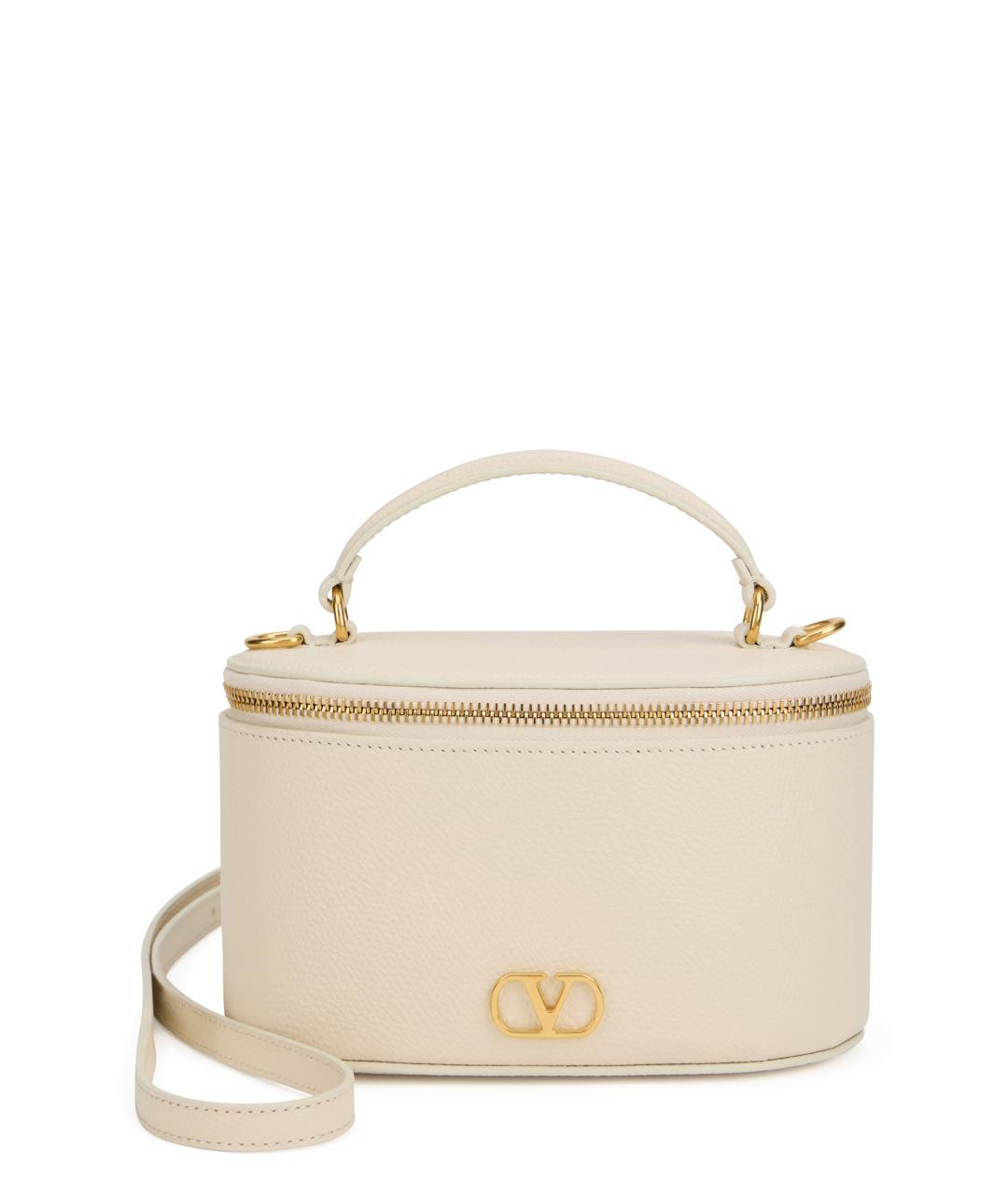 VALENTINO Бежевая кожаная сумка с короткими ручками, фото 1