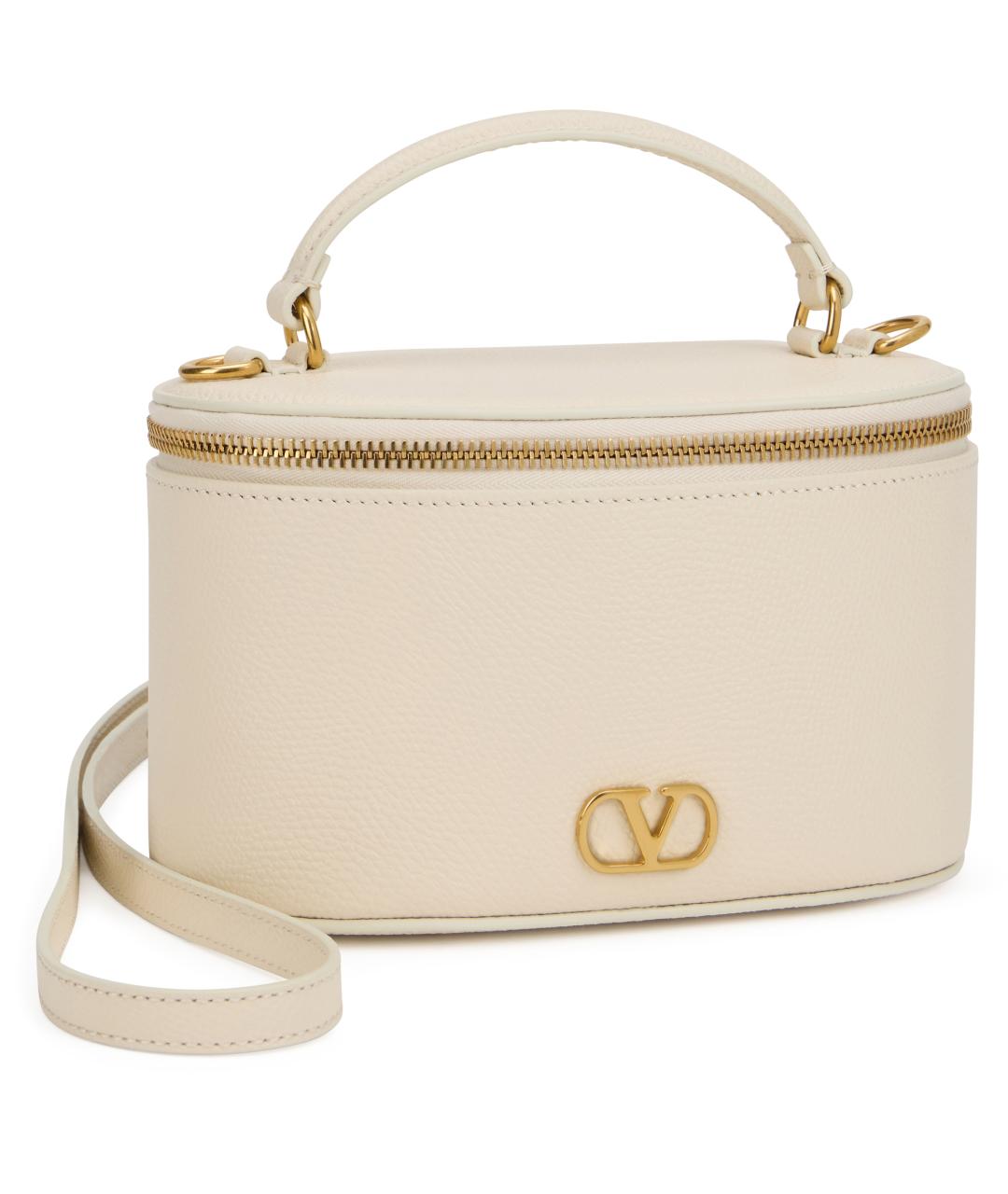 VALENTINO Бежевая кожаная сумка с короткими ручками, фото 3