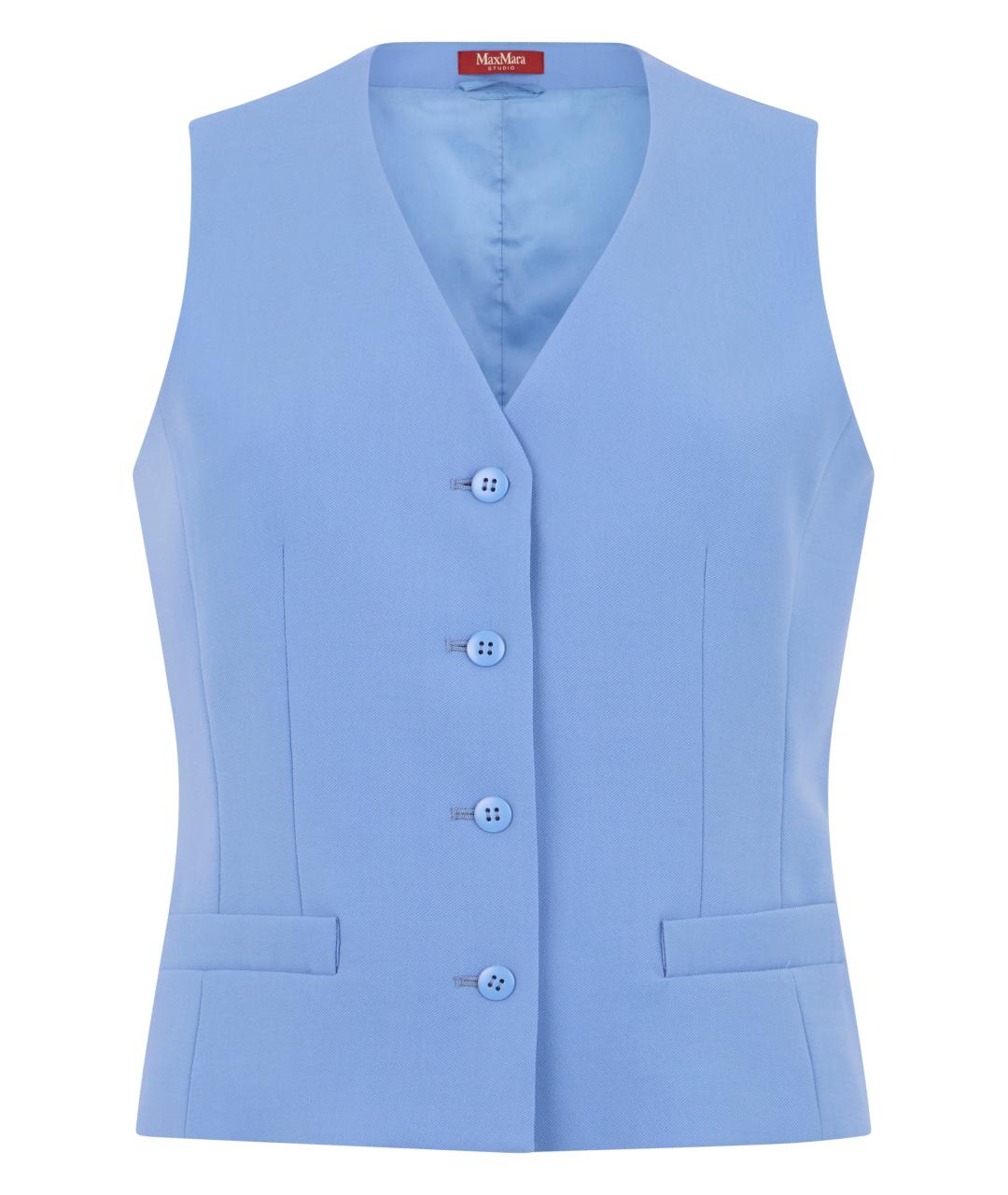 MAX MARA STUDIO Голубой шерстяной жилет, фото 1