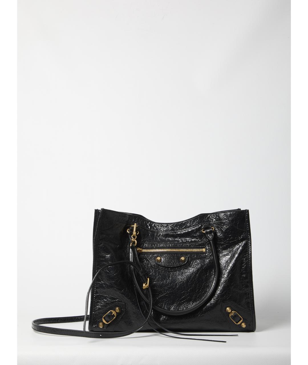 BALENCIAGA Черная кожаная сумка тоут, фото 5