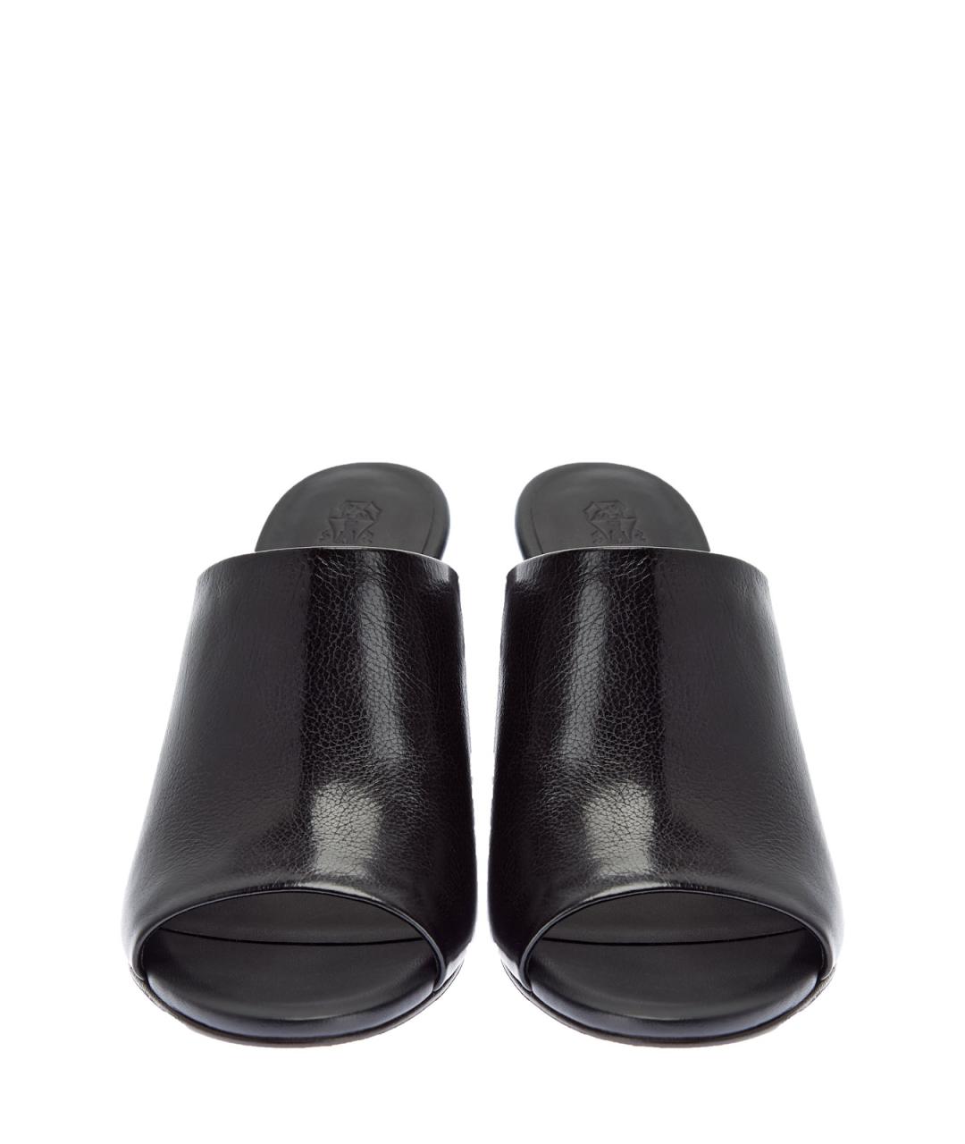 BRUNELLO CUCINELLI Черные кожаные мюли, фото 6