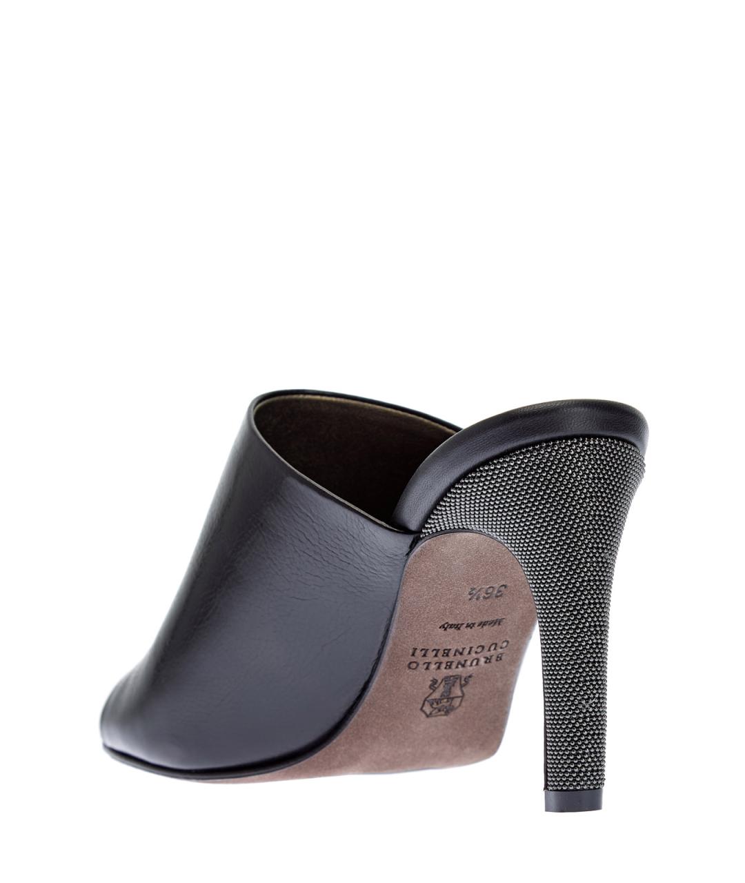 BRUNELLO CUCINELLI Черные кожаные мюли, фото 4