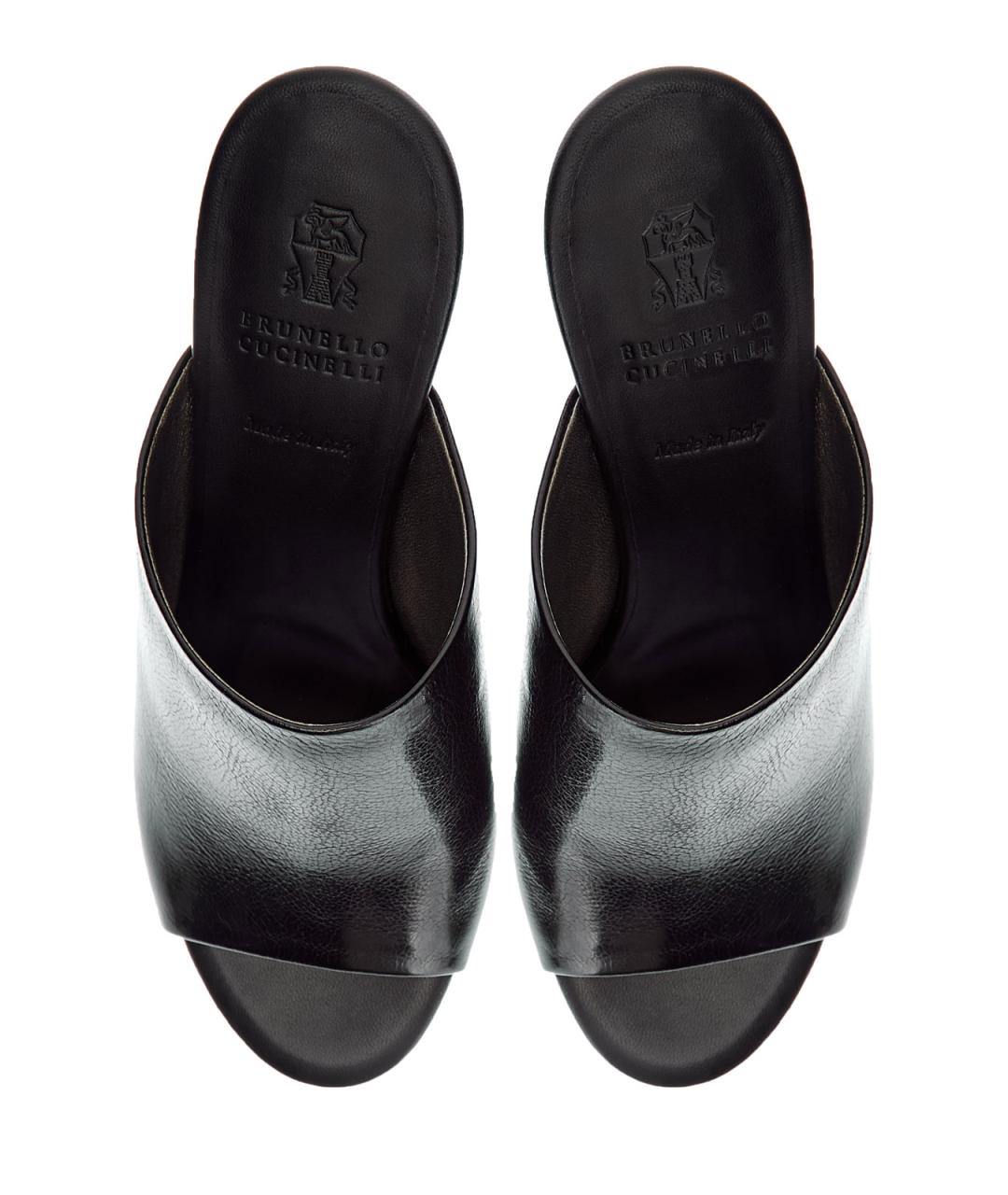 BRUNELLO CUCINELLI Черные кожаные мюли, фото 5