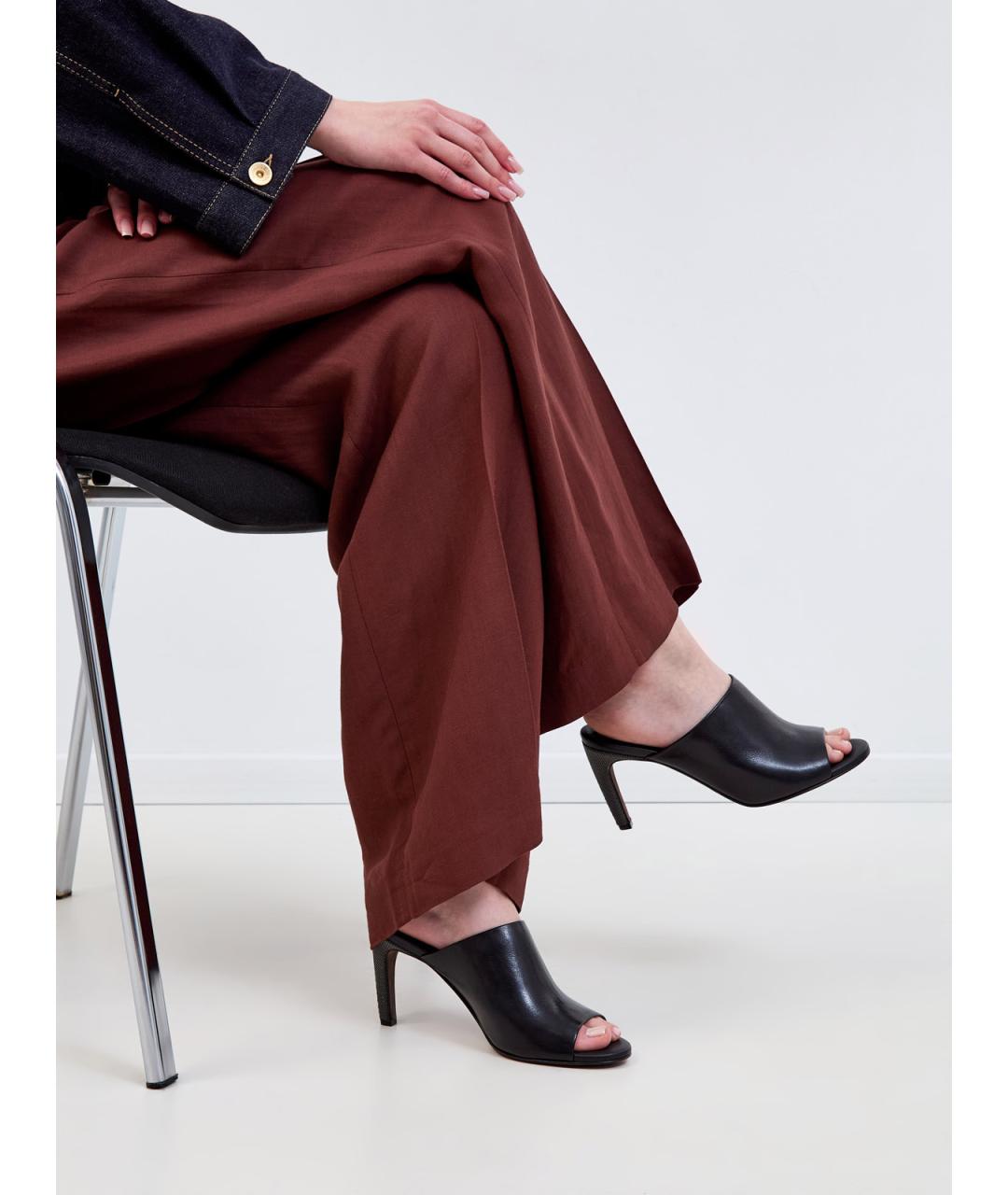 BRUNELLO CUCINELLI Черные кожаные мюли, фото 2