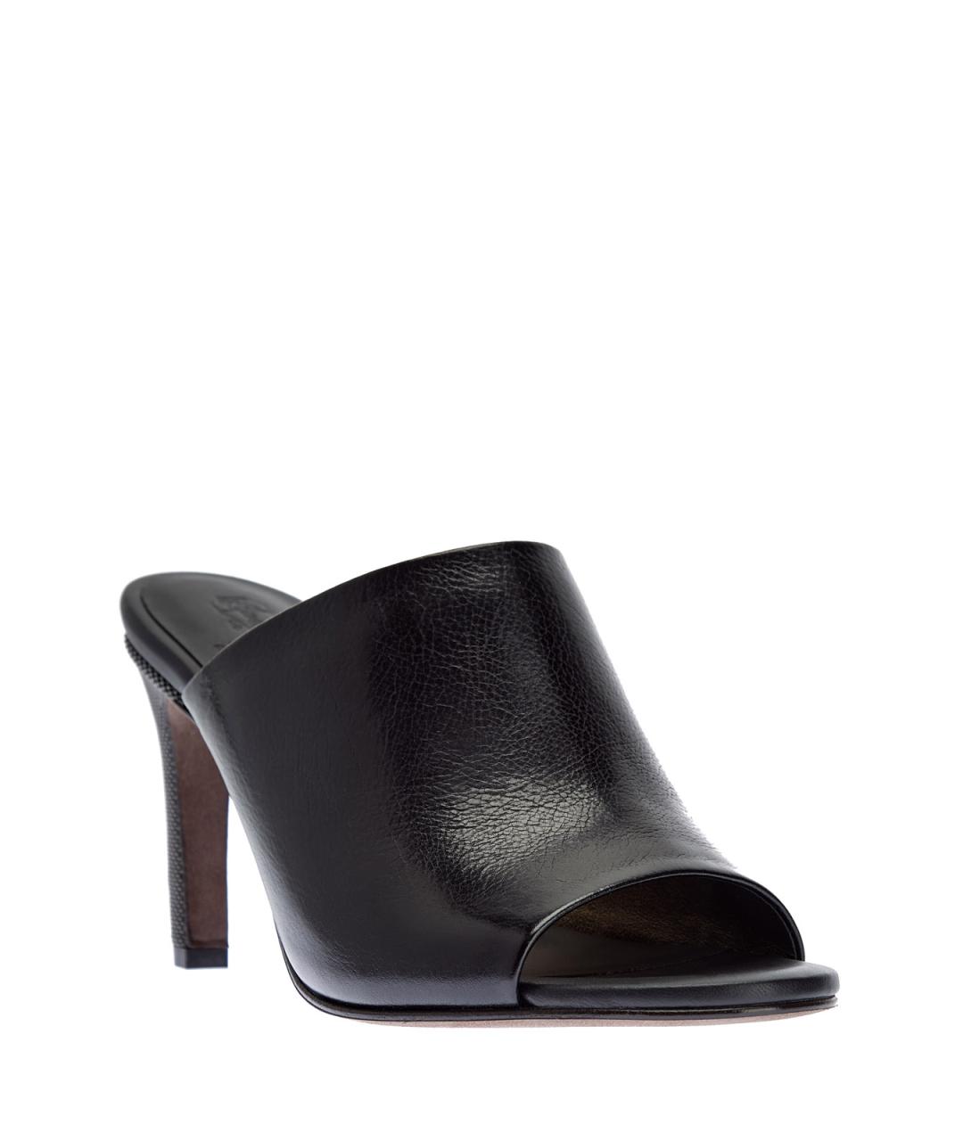 BRUNELLO CUCINELLI Черные кожаные мюли, фото 3