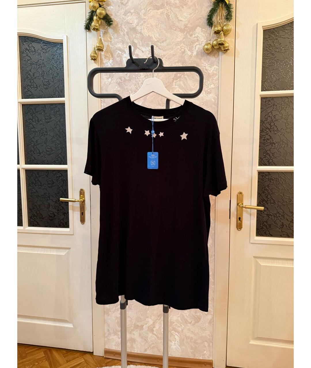 SAINT LAURENT Черная хлопковая футболка, фото 6