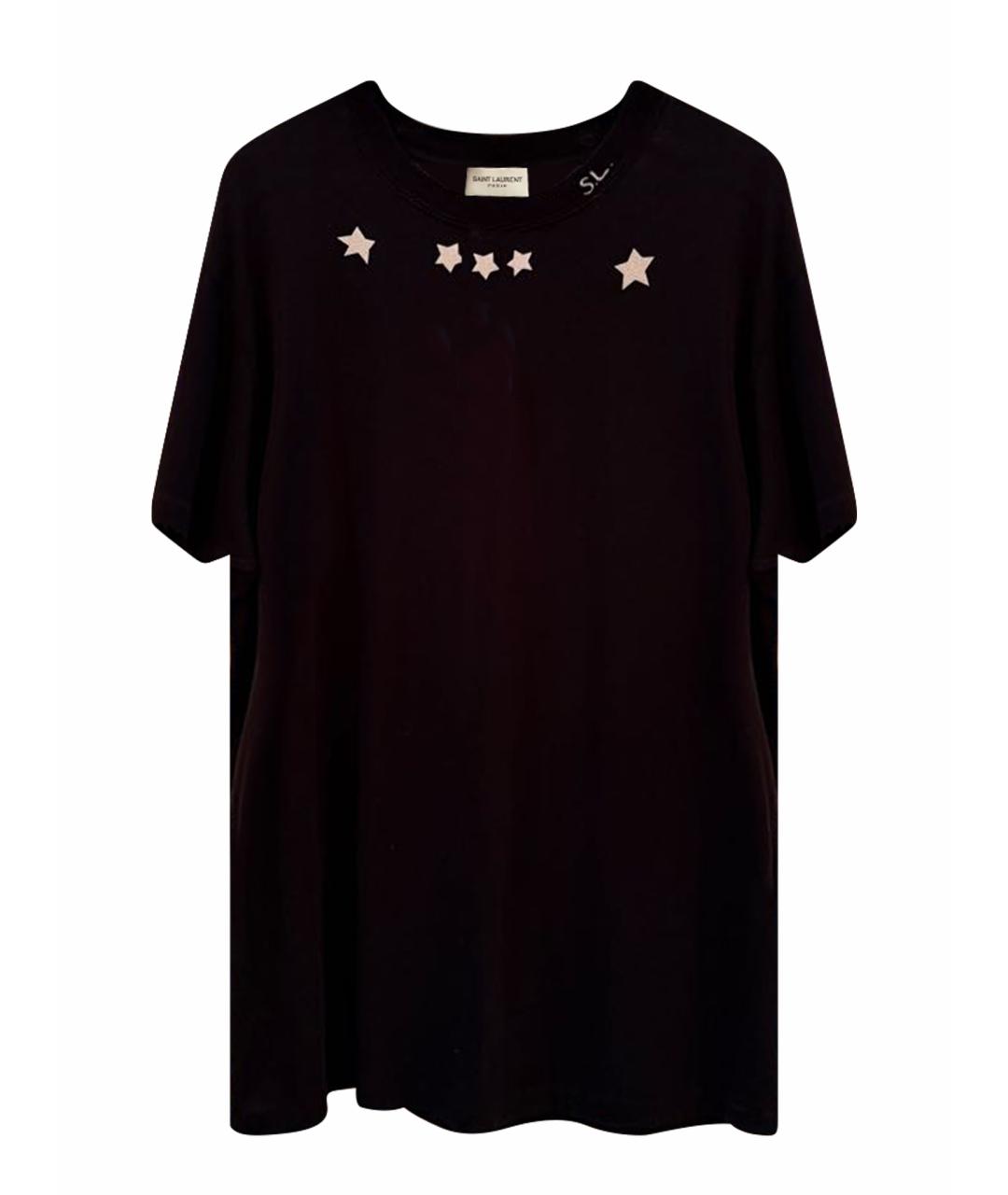 SAINT LAURENT Черная хлопковая футболка, фото 1