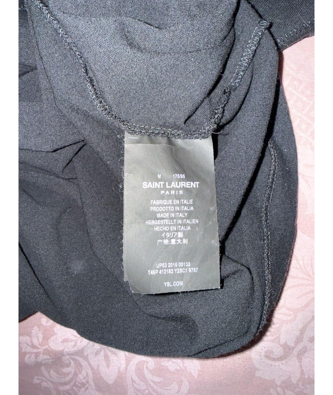 SAINT LAURENT Черная хлопковая футболка, фото 4