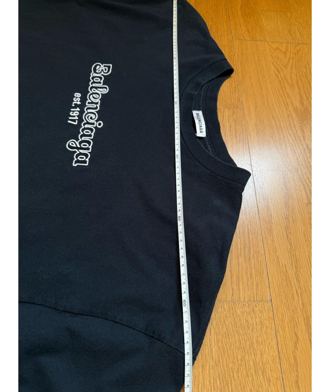 BALENCIAGA Темно-синяя хлопковая футболка, фото 6