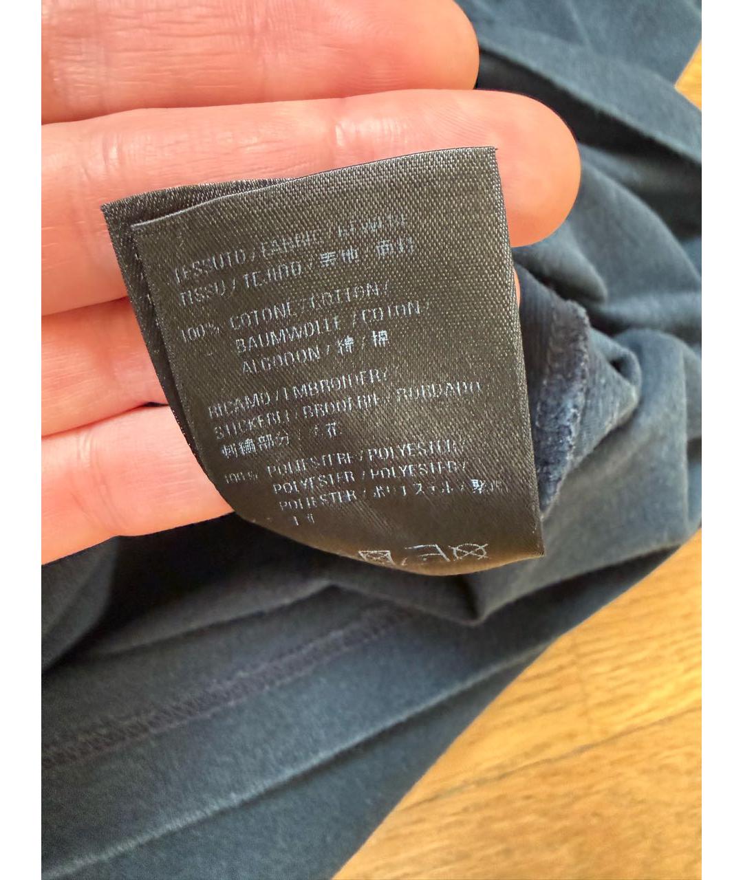 BALENCIAGA Темно-синяя хлопковая футболка, фото 5