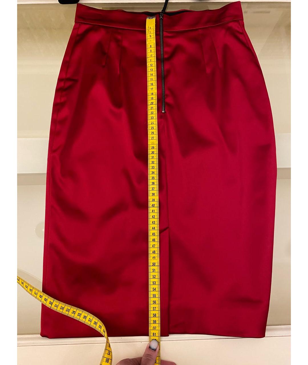 DOLCE&GABBANA Красная ацетатная юбка миди, фото 8