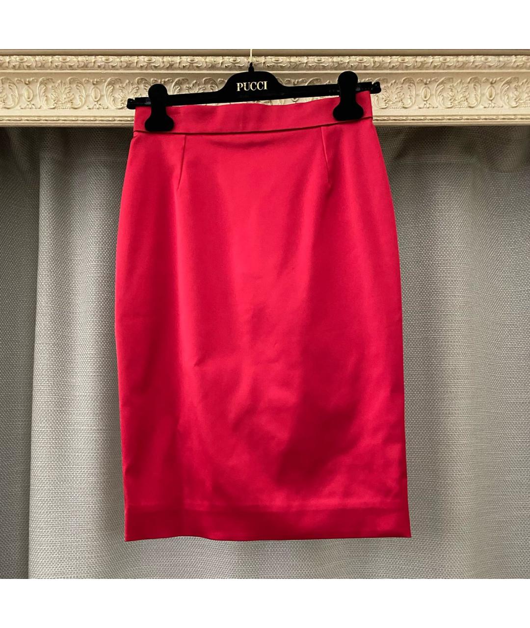 DOLCE&GABBANA Красная ацетатная юбка миди, фото 3