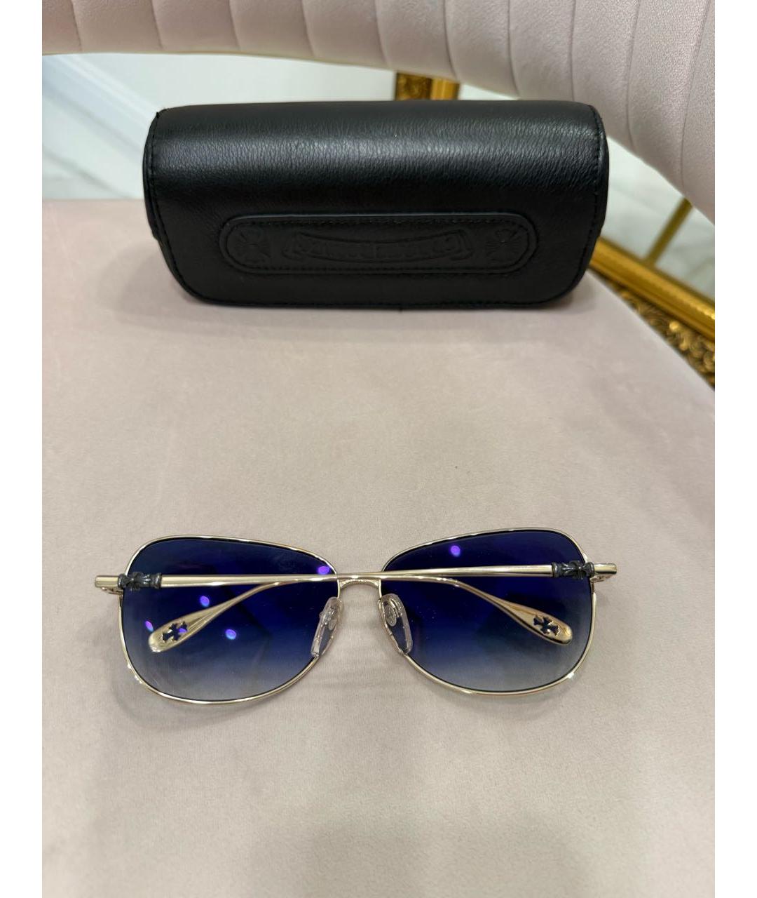 CHROME HEARTS Золотые металлические солнцезащитные очки, фото 2