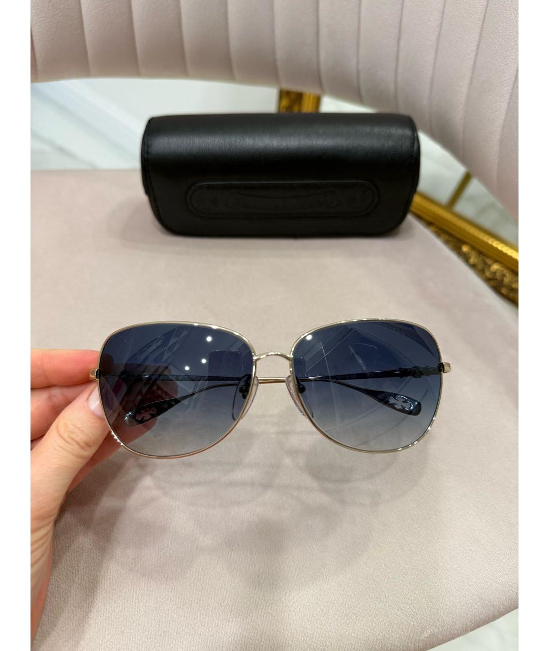 CHROME HEARTS Золотые металлические солнцезащитные очки, фото 8