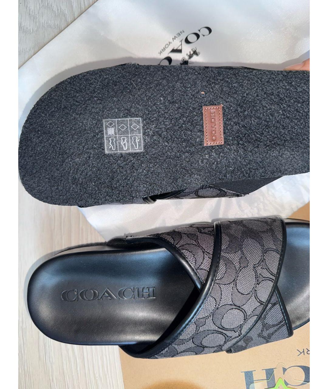 COACH Антрацитовые шлепанцы, фото 4