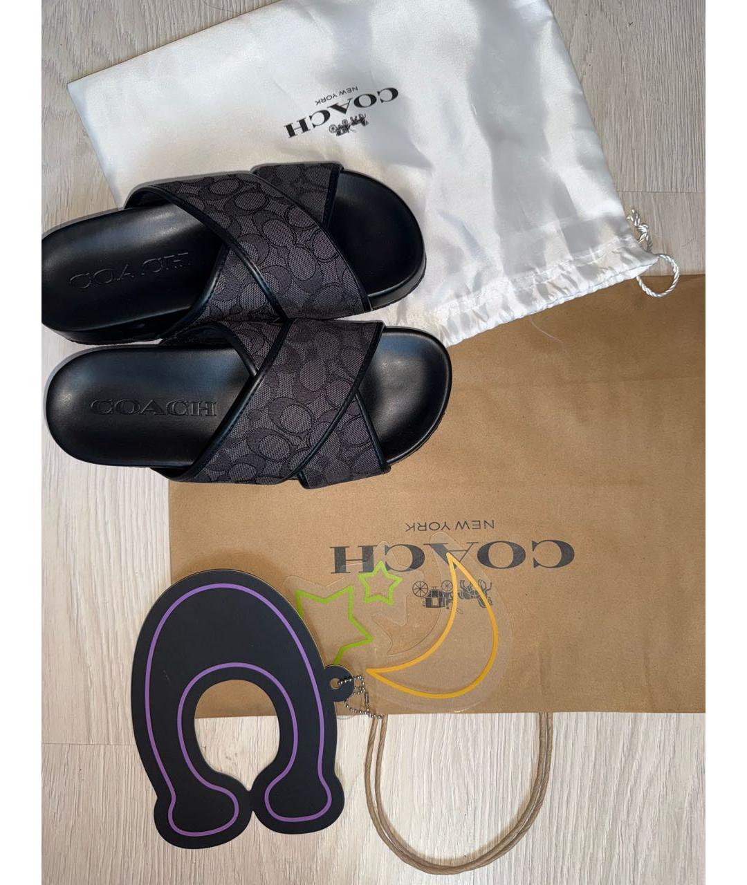 COACH Антрацитовые шлепанцы, фото 2