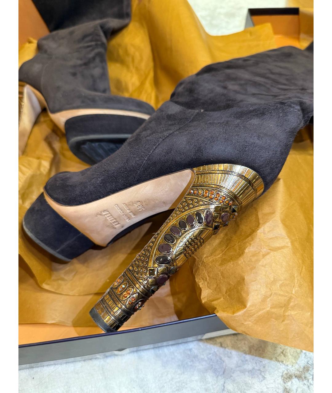 LE SILLA Коричневые замшевые сапоги, фото 4