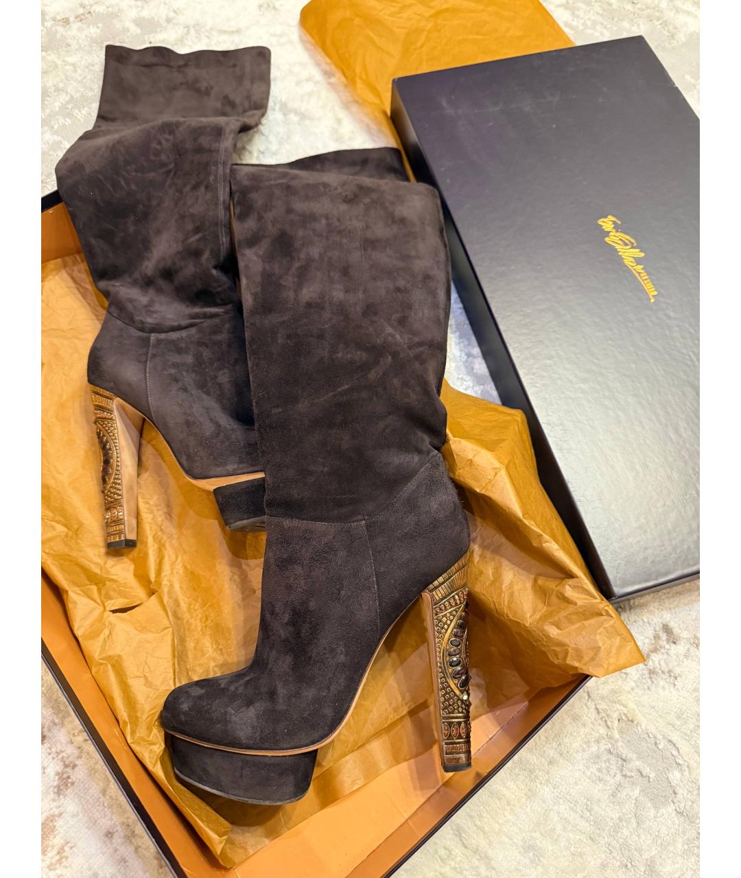 LE SILLA Коричневые замшевые сапоги, фото 2