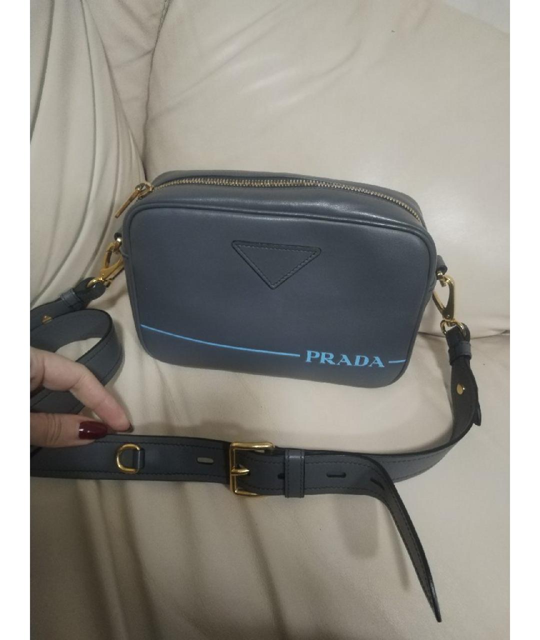 PRADA Серая кожаная сумка через плечо, фото 8