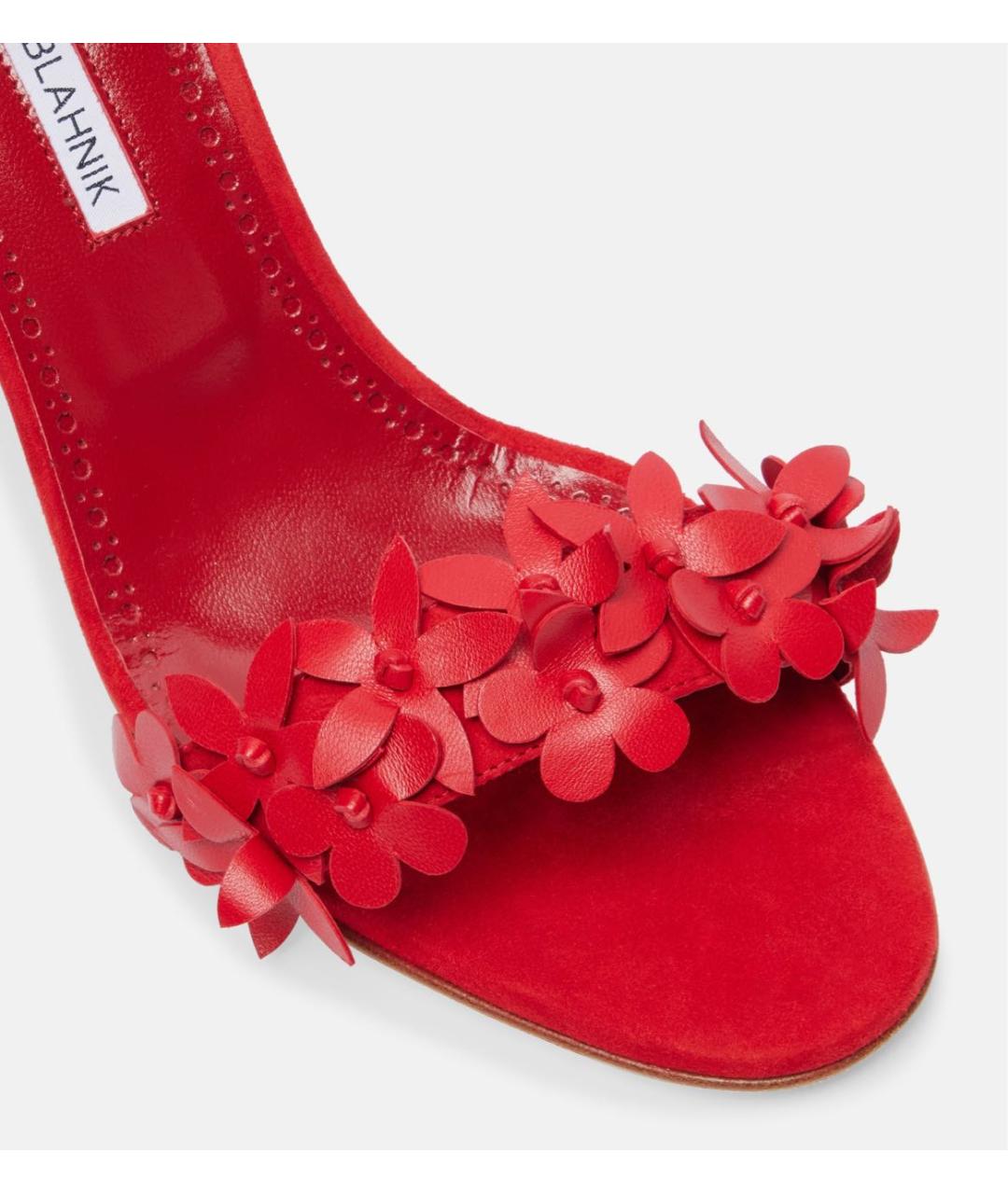 MANOLO BLAHNIK Красные кожаные босоножки, фото 4