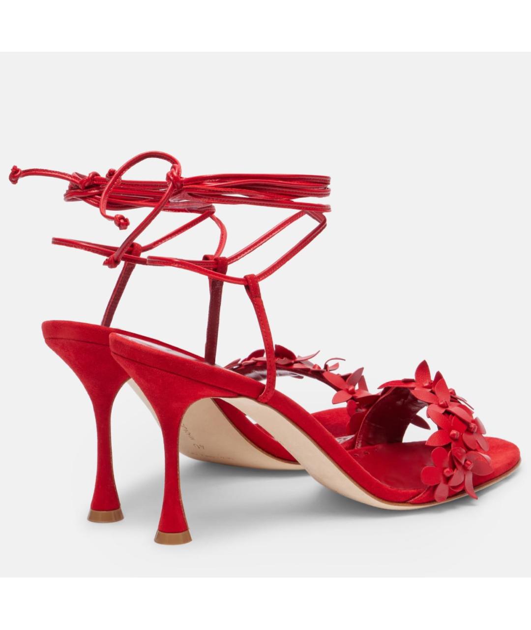 MANOLO BLAHNIK Красные кожаные босоножки, фото 2