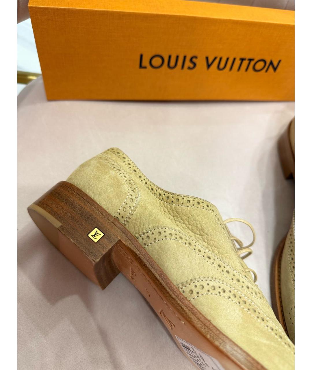 LOUIS VUITTON Бежевые кожаные брогги и оксфорды, фото 2