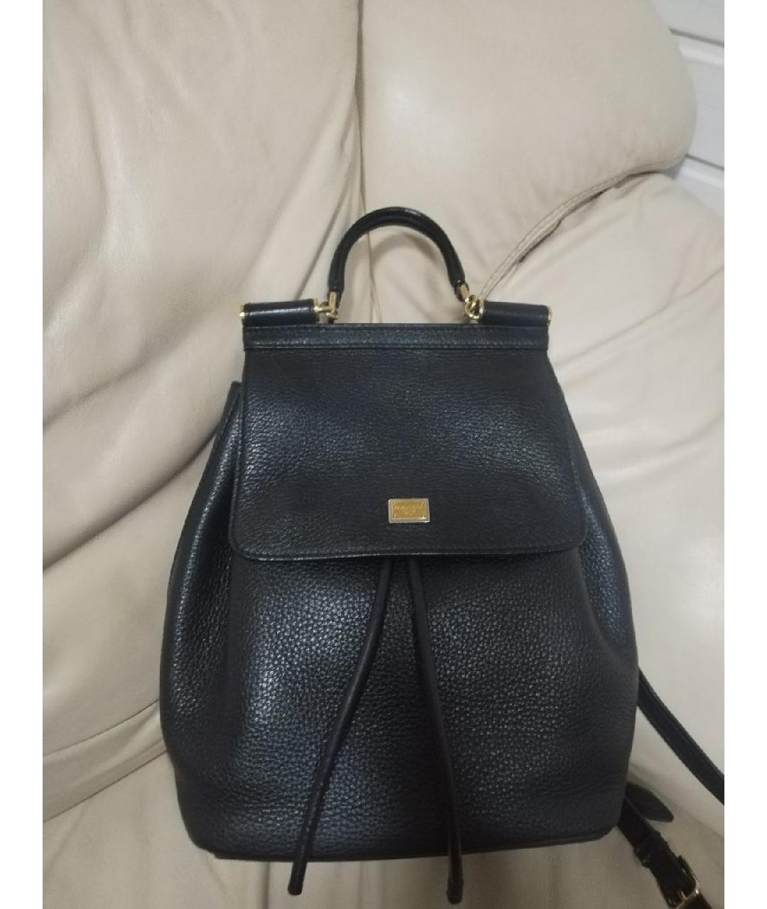 DOLCE&GABBANA Черный кожаный рюкзак, фото 8