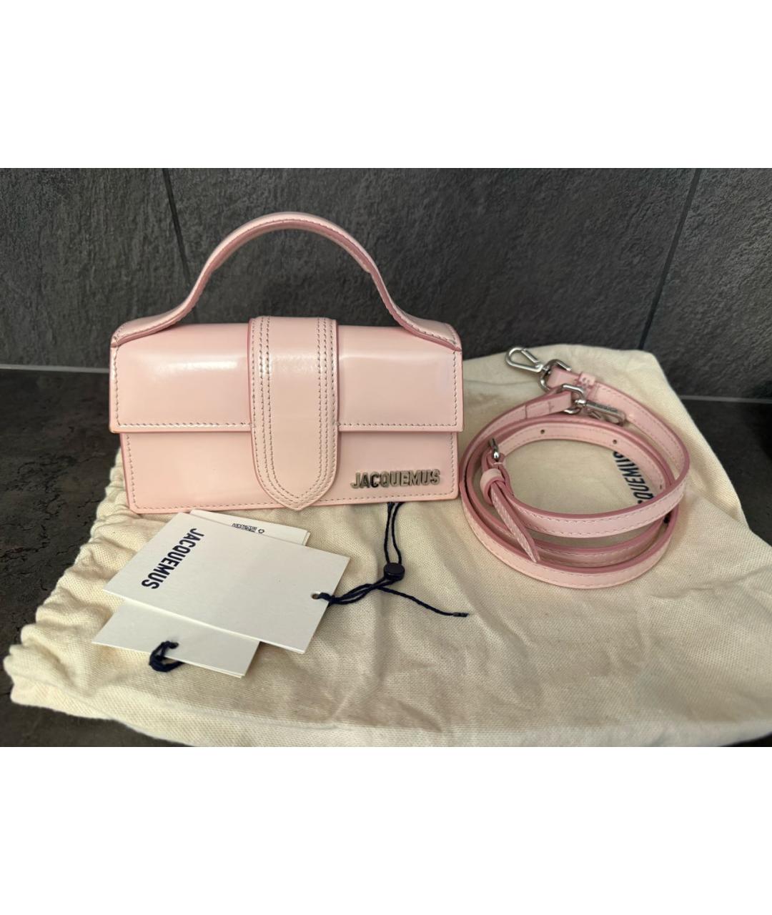 JACQUEMUS Розовая кожаная сумка через плечо, фото 2