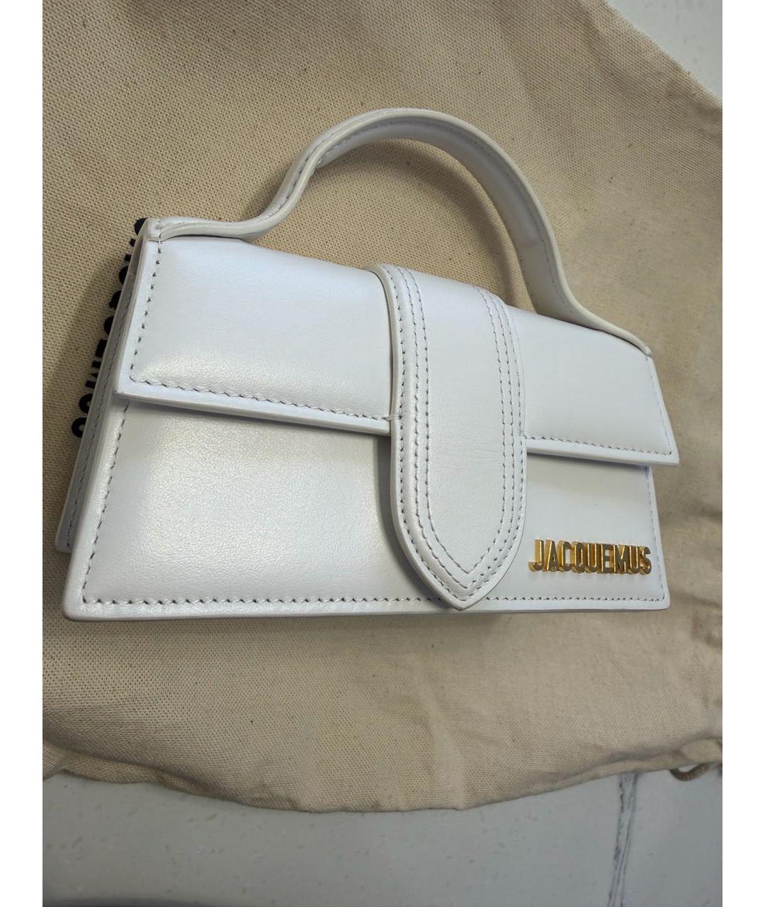 JACQUEMUS Белая кожаная сумка с короткими ручками, фото 2
