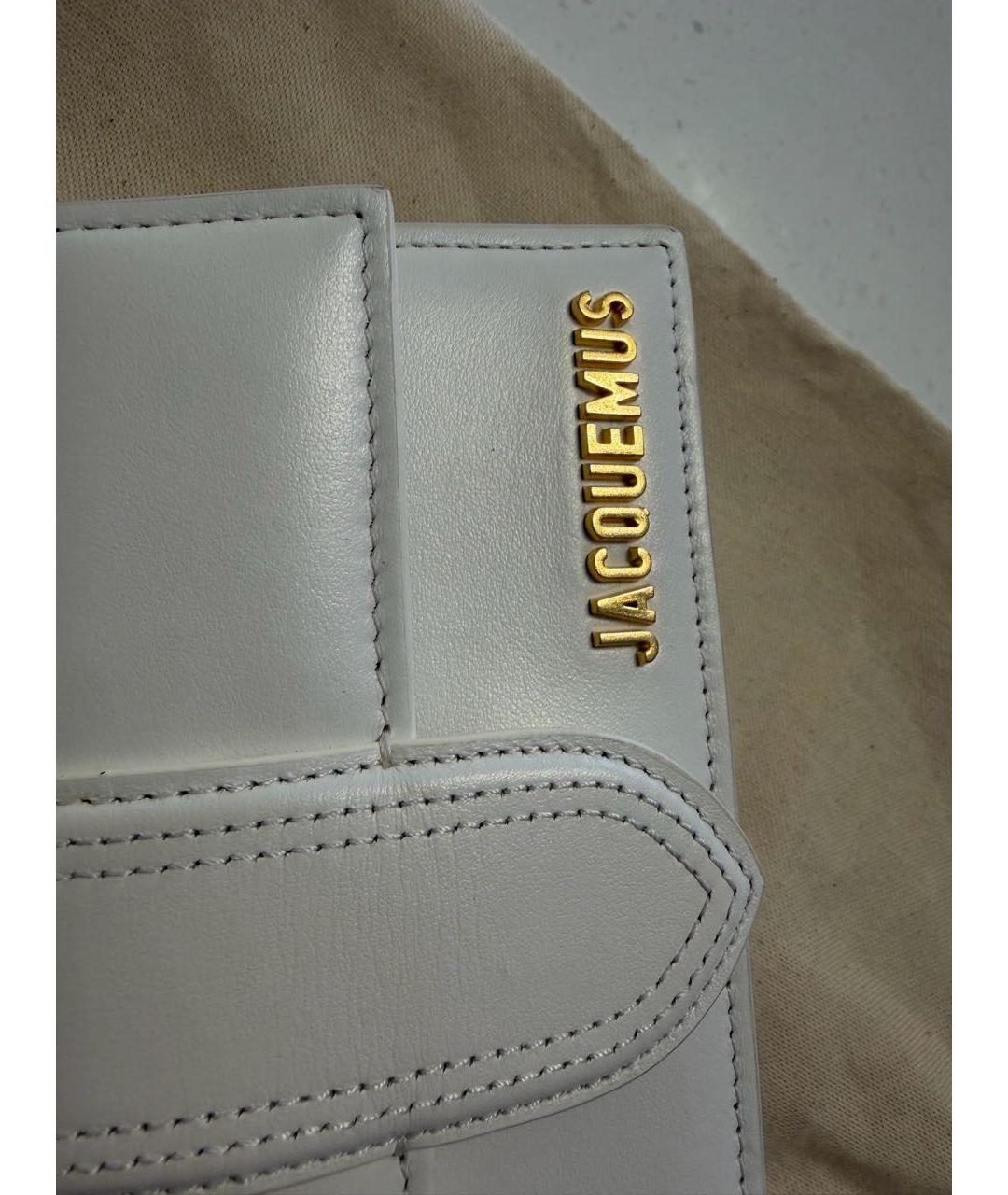 JACQUEMUS Белая кожаная сумка с короткими ручками, фото 4