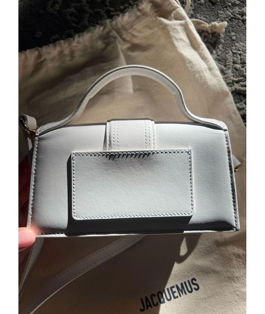JACQUEMUS Белая кожаная сумка с короткими ручками, фото 3