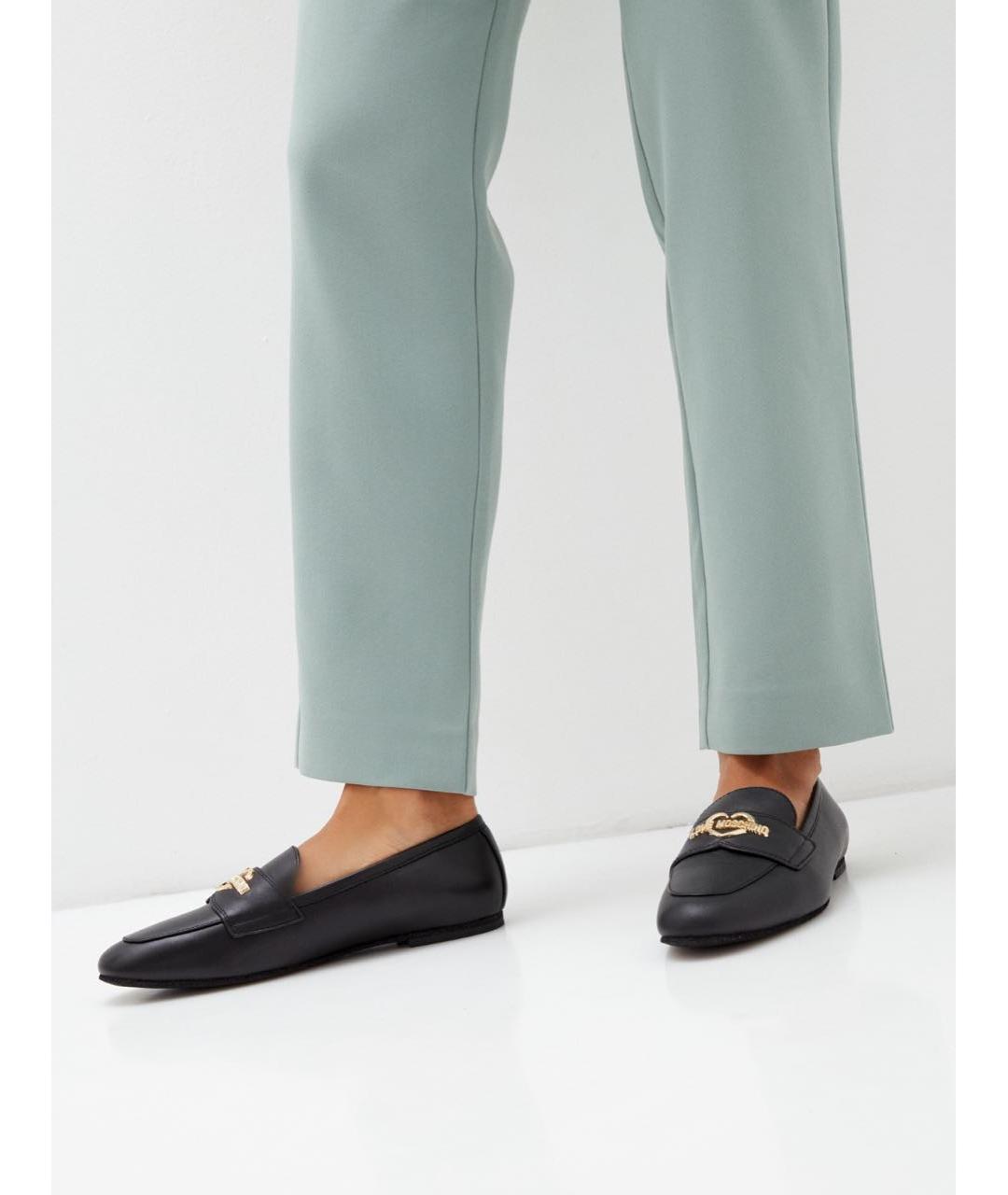 LOVE MOSCHINO Черные кожаные лоферы, фото 7