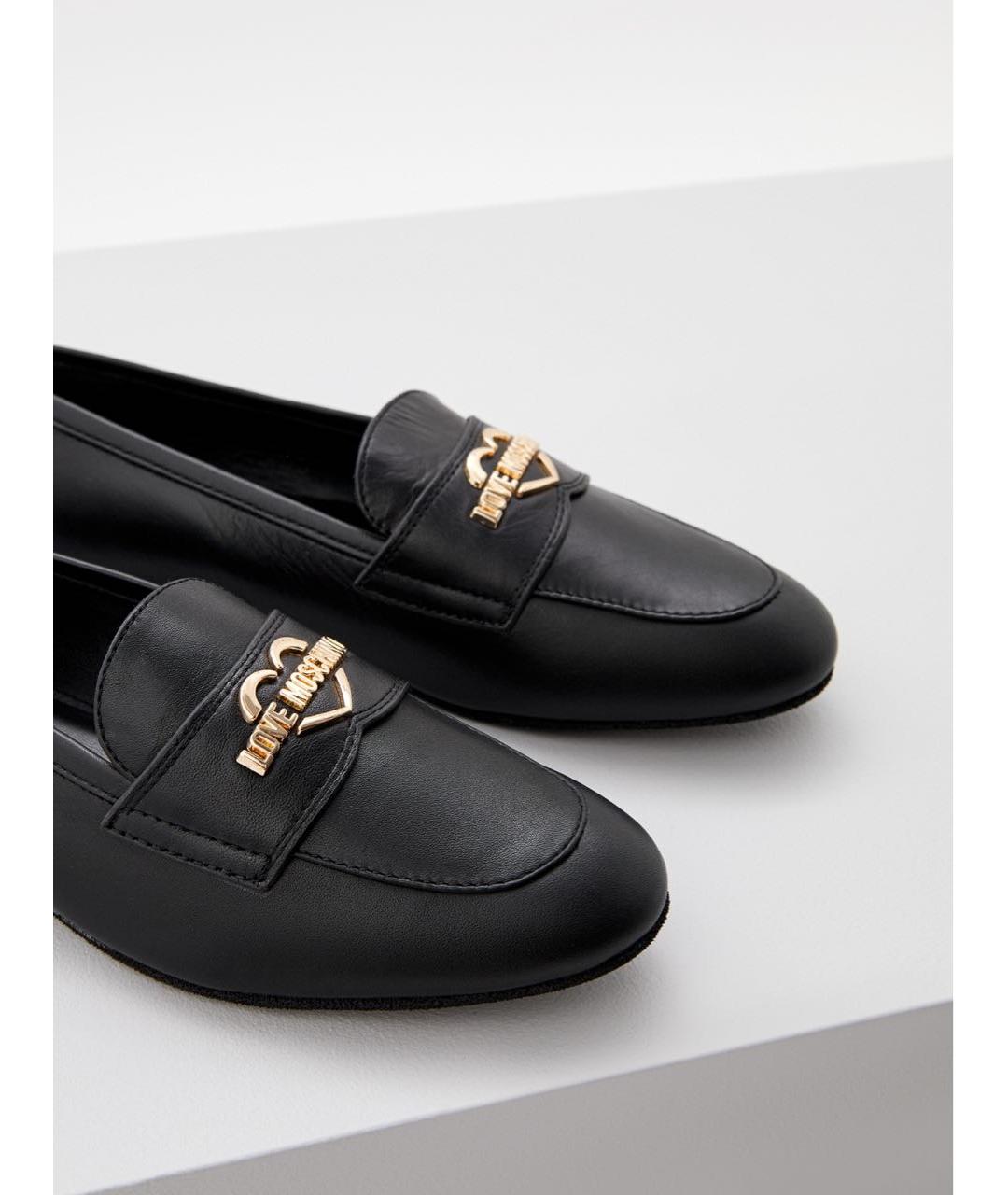 LOVE MOSCHINO Черные кожаные лоферы, фото 4