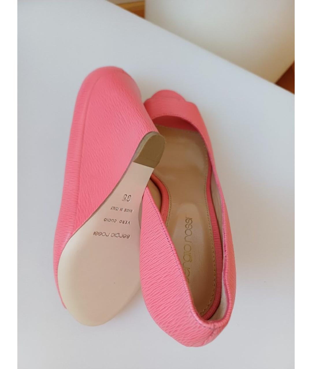 SERGIO ROSSI Коралловые кожаные туфли, фото 9