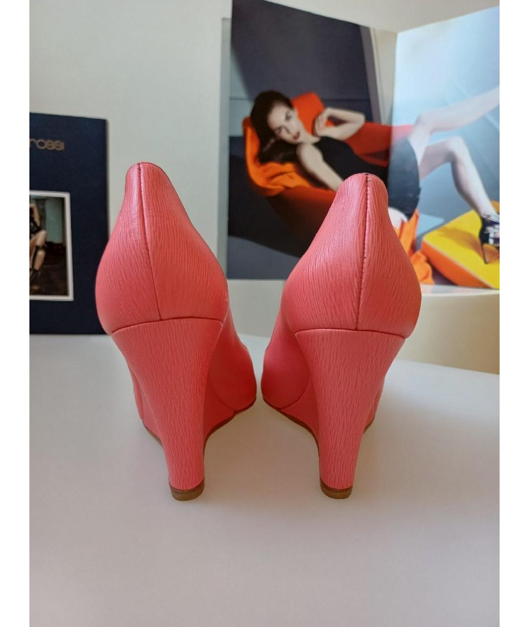 SERGIO ROSSI Коралловые кожаные туфли, фото 8