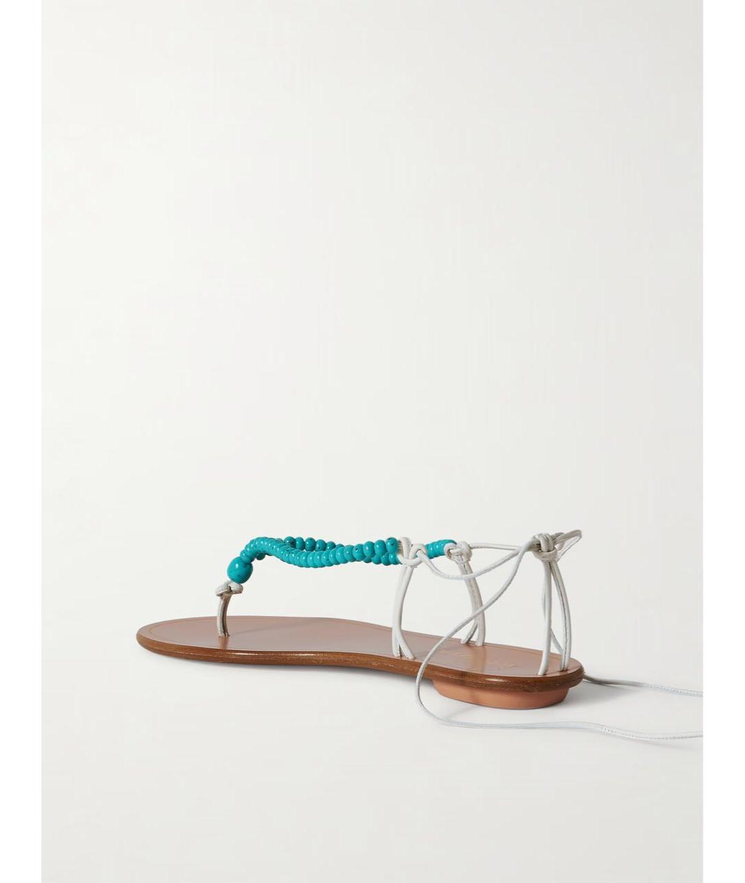 AQUAZZURA Бирюзовые кожаные сандалии, фото 3