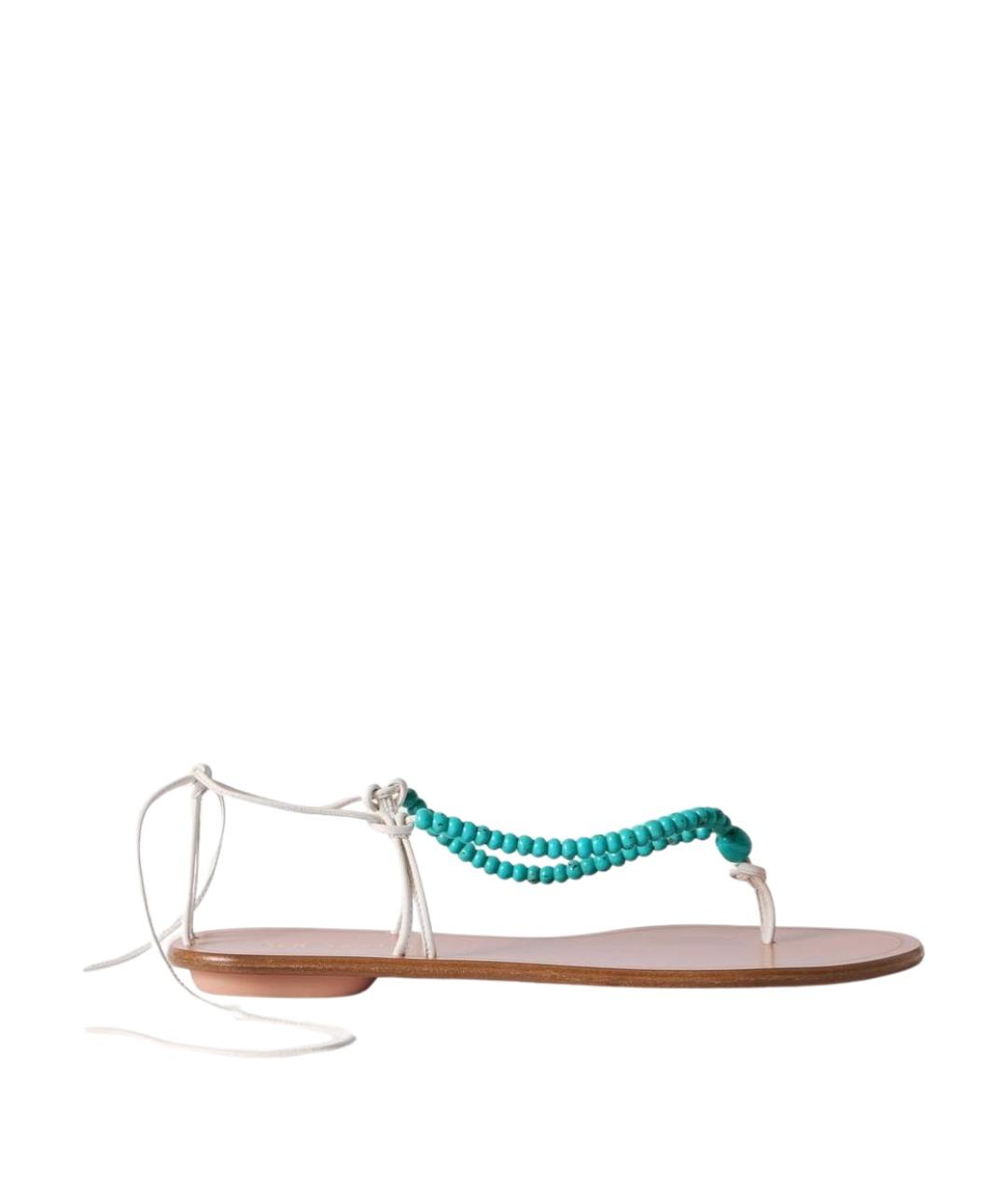 AQUAZZURA Бирюзовые кожаные сандалии, фото 1