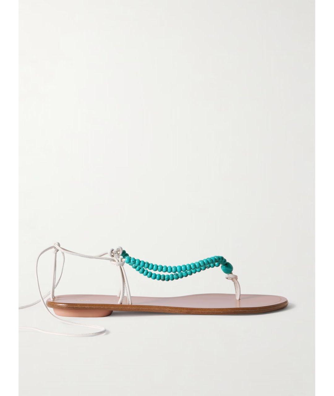 AQUAZZURA Бирюзовые кожаные сандалии, фото 5