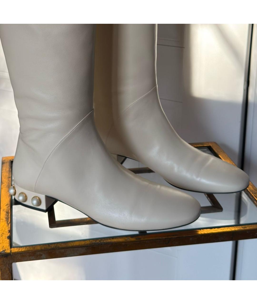 GUCCI Бежевые кожаные сапоги, фото 3