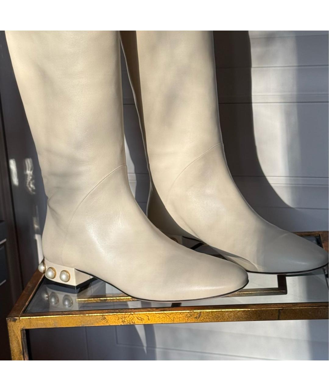 GUCCI Бежевые кожаные сапоги, фото 2