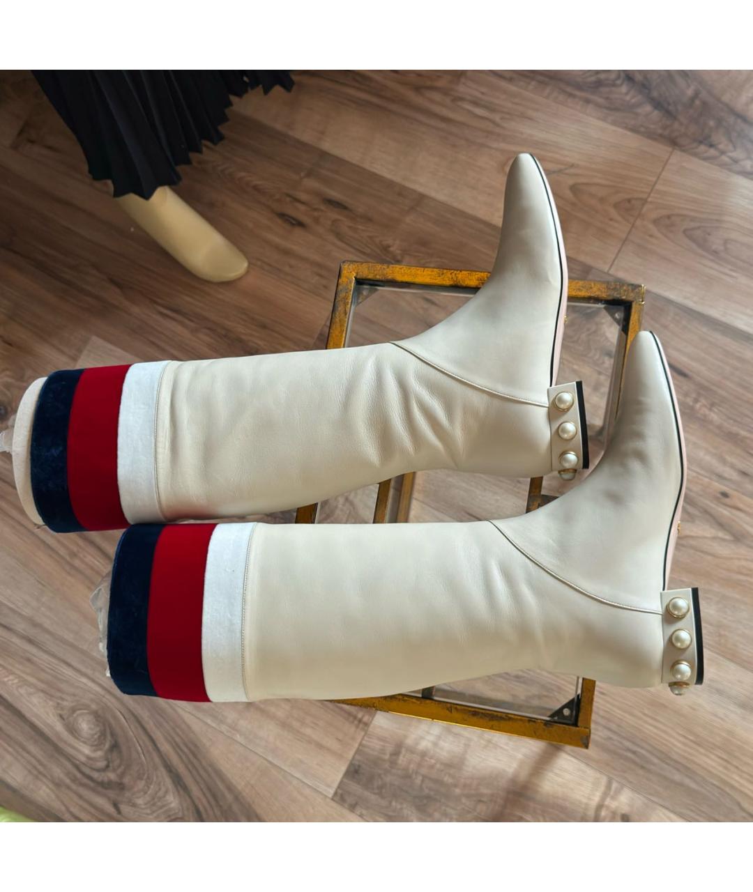 GUCCI Бежевые кожаные сапоги, фото 8