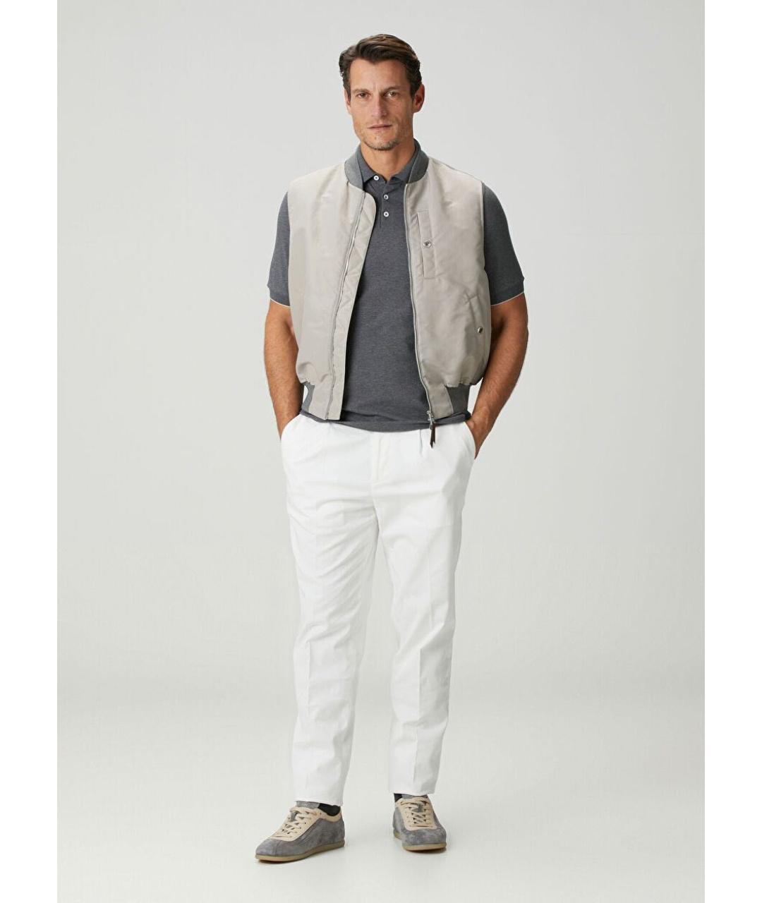 BRUNELLO CUCINELLI Серое хлопковое поло с коротким рукавом, фото 6