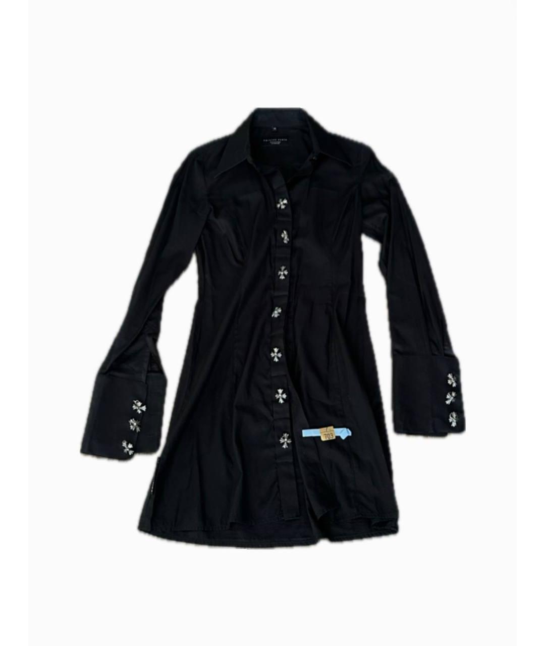 PHILIPP PLEIN Черная хлопко-эластановая рубашка, фото 1