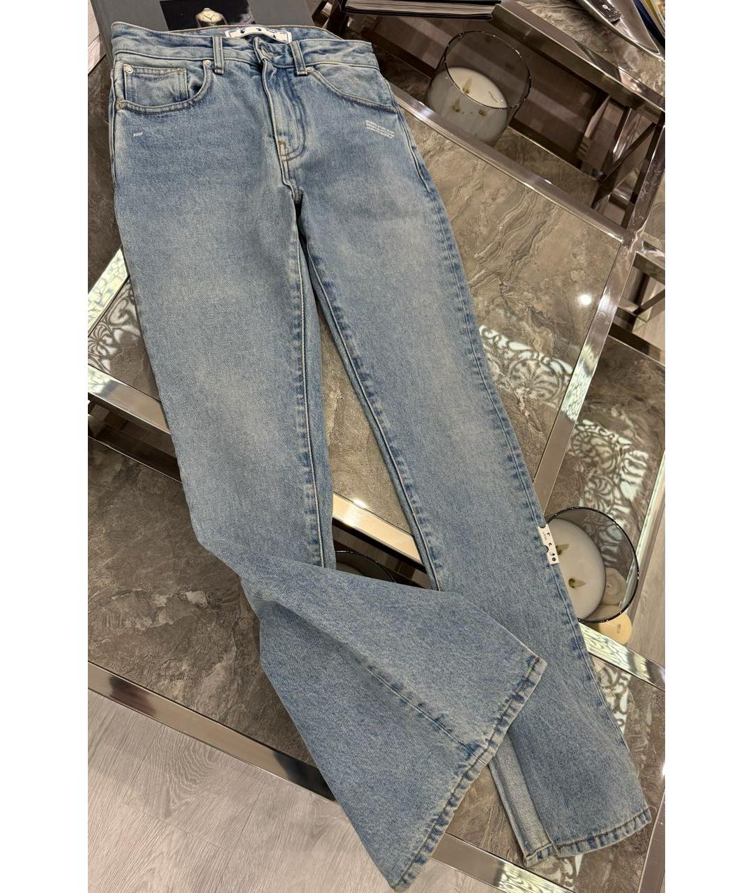 OFF-WHITE Голубые хлопковые прямые джинсы, фото 2