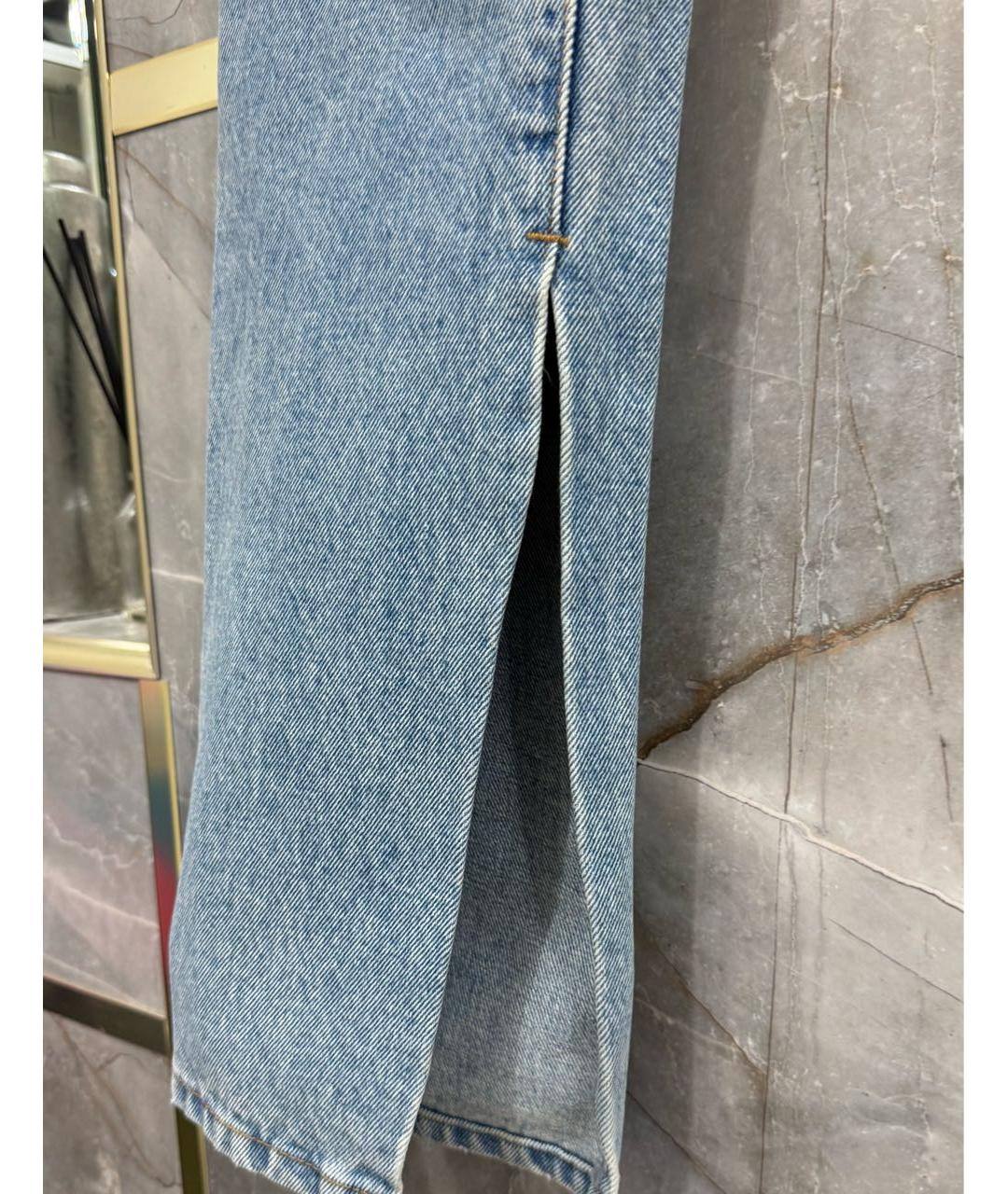 OFF-WHITE Голубые хлопковые прямые джинсы, фото 5