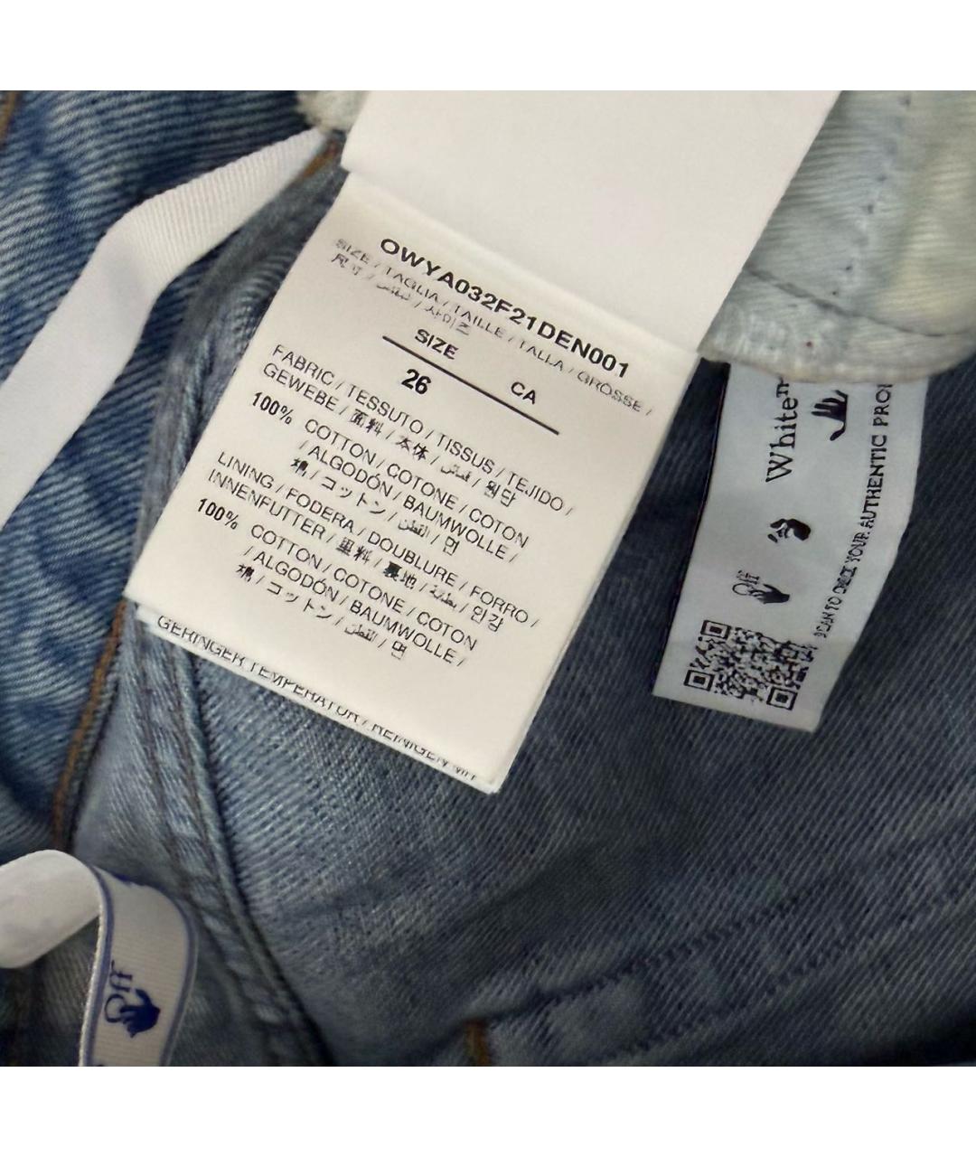 OFF-WHITE Голубые хлопковые прямые джинсы, фото 3